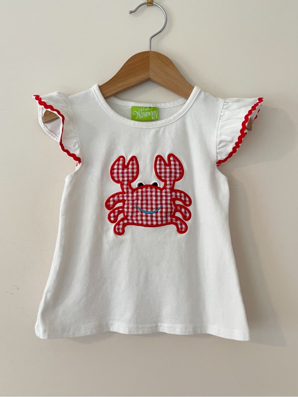 CLASSIC WHIMSY VGUC Crab Ocean Theme Gingham Embroidered Appliqué Summer Blouse